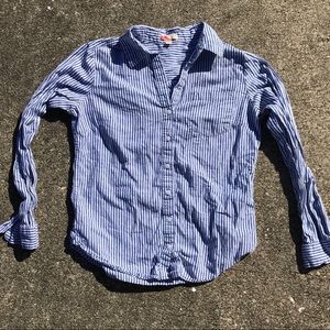 Blue and White Striped Button Down Shirt